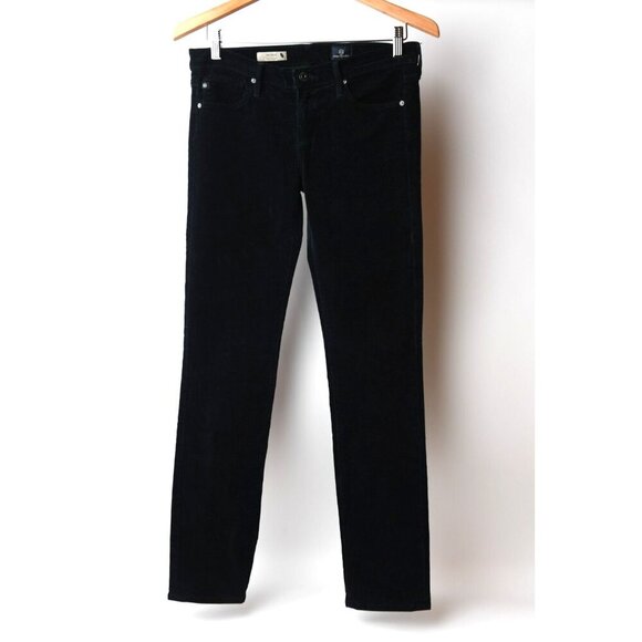 AG Adriano Goldschmied Black Corduroy Pants Women's 28R The Stevie Slim Straight - Picture 1 of 12